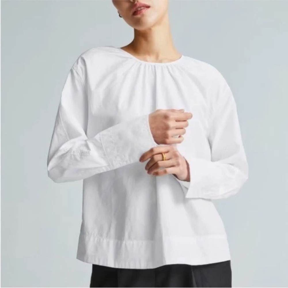 NEW Everlane Poplin Tie Back Top Womens Size XSmall White Lagenlook Minimalist